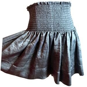 KOCH Erica Steel Gloss Metallic Skort Mini Smocked Flowy Shorts M Y2K Glam